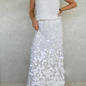 White Sequined Calypso Maxi Dress
